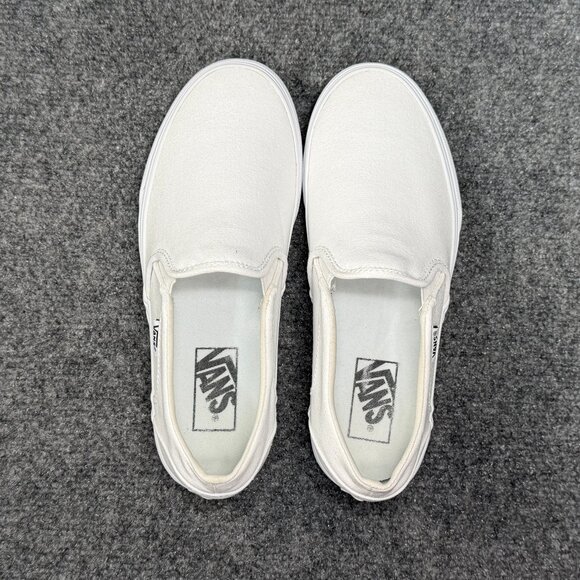 Vans Slip On Shoes Women's Size 7.5 White Canvas Athletic Retro Skate Sneakers - Picture 8 of 11